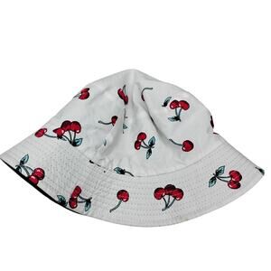 Reversible Cherries and Black 100% Cotton NWOT Bucket Hat